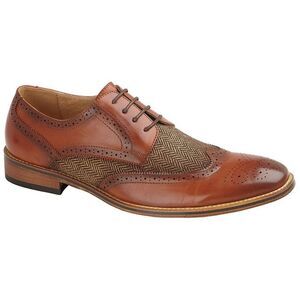 Goor Mens 4 Eye Leather Lined Brogue Gibson Shoe / Tan